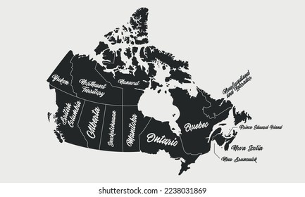 Canada map. Poster map of Canada map with Provinces and territories. Canada background. Vector illustration