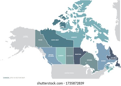 canada map. canada province and territores vector map. 