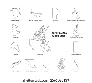 Canada map with province and territory vector pack