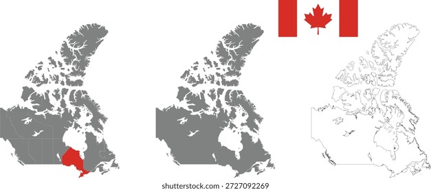 Mapa de Canadá con provincias y Ontario resaltado en rojo
