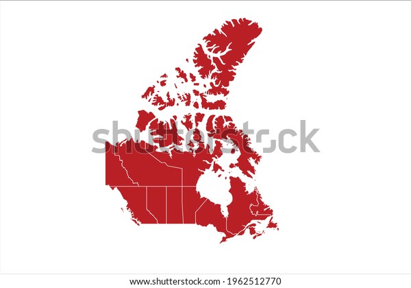 Canada Map Red Color On White Stock Vector (Royalty Free) 1962512770 ...