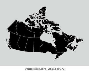 mapa do canadá com regiões isoladas no fundo branco. Mapa do Canadá. Ilustração vetorial
