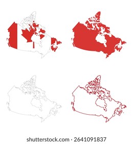 Canada map set. Canada Map And Canada Flag Vector Design.