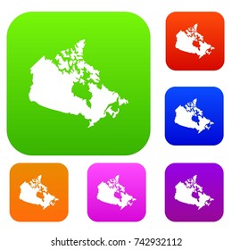 Canada map set icon color in flat style isolated on white. Collection sings vector illustration
