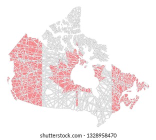 Canada map shaped on tangled textured national flag