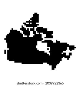 Canada map silhouette from black square pixels. Vector illustration.