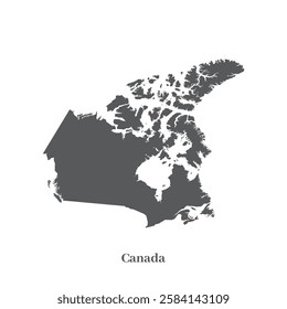 Canada map silhouette vector design without background