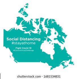 Canada map with Social Distancing #stayathome tag