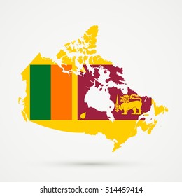 Canada map in Sri Lanka flag colors, editable vector.