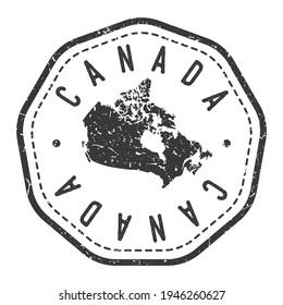 Canada Map Stamp Retro Postmark. Silhouette Postal Passport. Seal Round Vector Icon. Badge Vintage Postage Design.