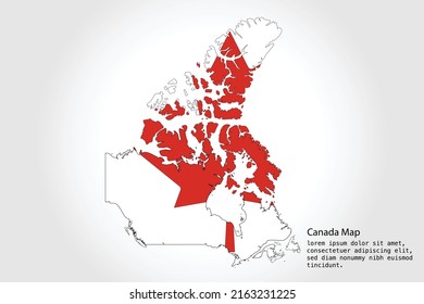 Canada Map stripes. Vector illustration Color on White Backgound