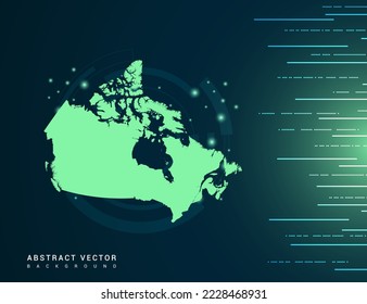 Canada map of technology green futuristic Background vector.