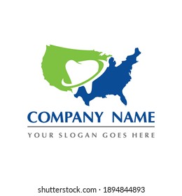 canada map and teeth dental care symbol logo vector