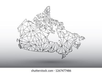 Canada map vector of black color geometric connected lines using triangles on light background illustration meaning strong network