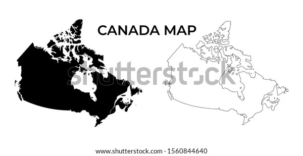 Canada Map Vector Black Silhouette Outline Stock Vector (royalty Free 