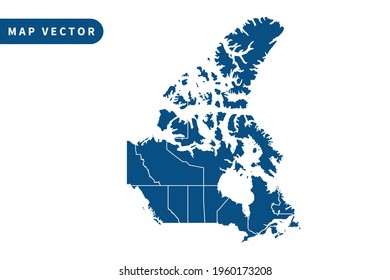 Canada map vector, blue color . on white background. vector eps 10.