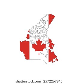 canada map vector design with flag elements with maple leaf