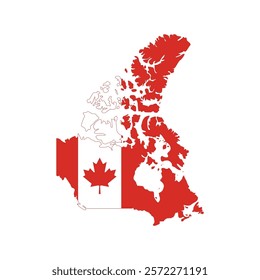 canada map vector design with flag elements with maple leaf