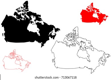 Canada map vector illustration, scribble sketch Canada 