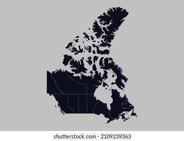 Canada map vector, Isolated on gray background
