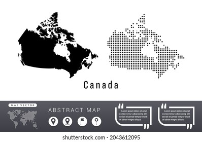 Canada map vector set halftone dots black.