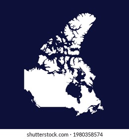 Canada map vector. white color on blue background.