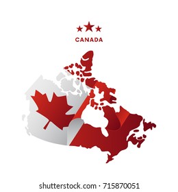 Canada map with waving flag. Vector illustration.