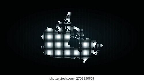Canadá Mapa, blanco y negro, puntos cuadrados, contorno digital, para uso informativo o educativo