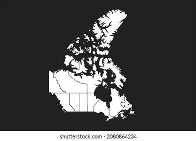 Mapa de Canadá Color blanco sobre fondo negro