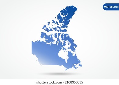 Mapa de Canadá - Mapa Mundial Planilla vectorial internacional con color degradado azul aislado en fondo blanco para diseño, educación, sitio web, infografía - Ilustración vectorial eps 10
