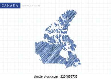 Canada Map - World Map International Vektorvorlage mit blauem Umriss-Skizzenstil einzeln auf weißem Hintergrund für Design, Website - Vektorgrafik eps10