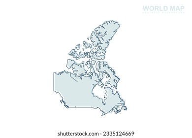 Mapa de Canadá - Mapa mundial Planilla vectorial internacional con línea de cigüeña azul y formas geométricas azules aisladas en fondo blanco para diseño, infografía, sitio web - Ilustración vectorial eps 10