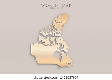 Canada Map - World map International vector template with 3D, gold luxury design including shadow on bright background for design, education, website, infographic - Vector illustration eps 10