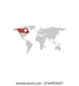 Canada of the map of the world. Vector ilustration