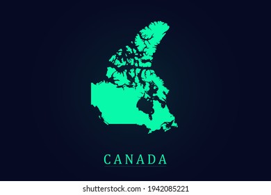 Canada Map - World map vector template with green color gradient isolated on dark background - Vector illustration eps 10