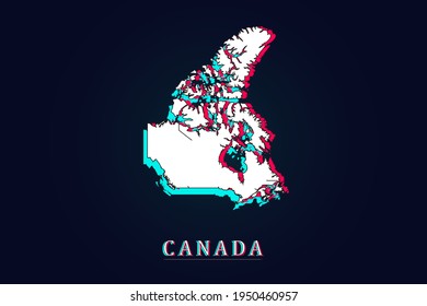 Canada Map - World map vector template with Unique Design Abstract Digital Glitch and 3d  including blue, red and white color isolated on dark background - Vector illustration eps 10