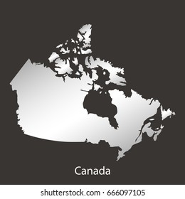 Canada map,border with chrome,metal shine gradient. Vector illustration