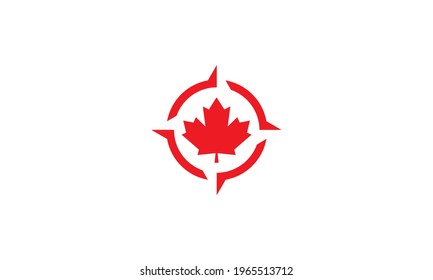 Canada Maple Leaf With Compass Logo Symbol Icon Vector Graphic Design Illustration