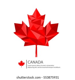 Canada Maple Leaf Design, Low Poly Illustration
