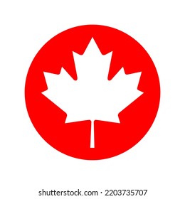 Canada maple leaf graphic icon. Maple leaf sign in the circle isolated on white background. Symbol of Canada. Vector illustration