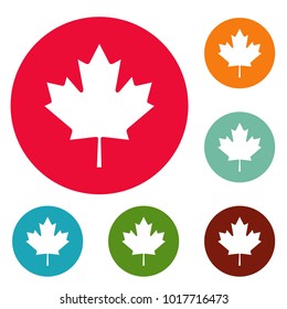 Canada maple leaf icons circle set vector isolated on white background