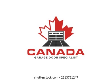 Canada maple leaf logo design garage house building warehouse icon symbol garage door construction