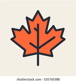 Canada Maple Leaf Minimal Flat Color Line Outline Stroke Icon Pictogram Symbol