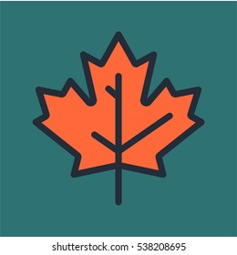 Canada Maple Leaf Minimal Flat Color Line Outline Stroke Icon Pictogram Symbol