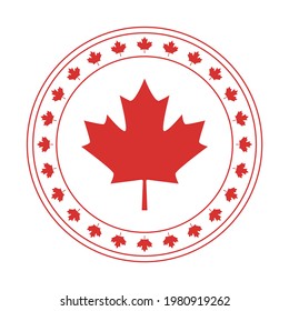 Canada maple leaf, national symbol in a circle