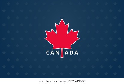 Canada maple leaf on dark blue background - Canada Day banner, Canada Independence Day greeting card design vector illustration