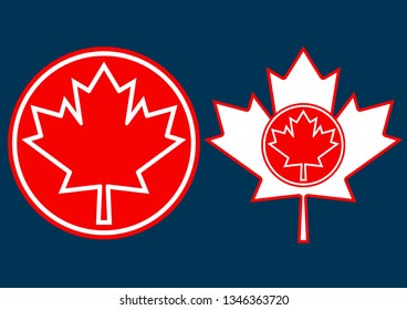 Canada maple leaf on dark blue background. Canada Day, banner or greeting card design. Vector illustration. EPS 10