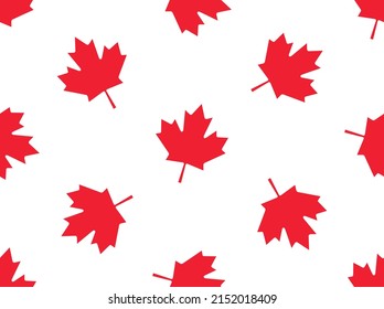 Canada. Maple leaf on a white background. Seamless texture 