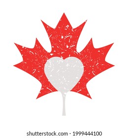 Ahornblatt von Canada mit weißem Herzen