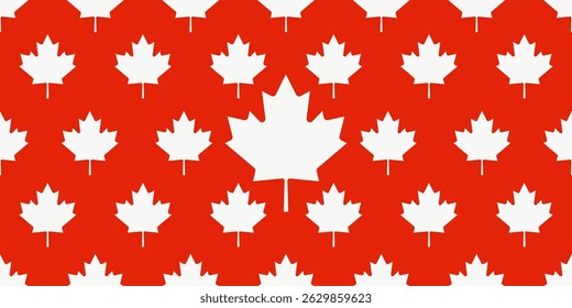 Canada Maple leaves Seamless Trellis template design. Perfect white Maple leaf on red background. Vector illustration for wrapping paper wallapper print wall decor. EPS 10